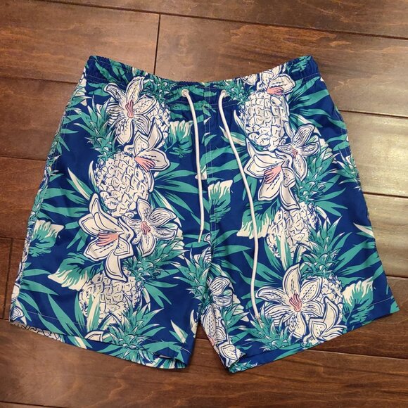 Boardies Navy Blue Floral With Pineapples Swim Trunks With Liner SIZE LA… - Picture 1 of 4
